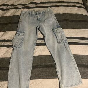 Beautiful Blue Baggy Cargo Jeans